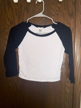 Bozzolo White and Black Baseball-Style Crop Top